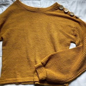 Yellow Cropped Flare Sweater